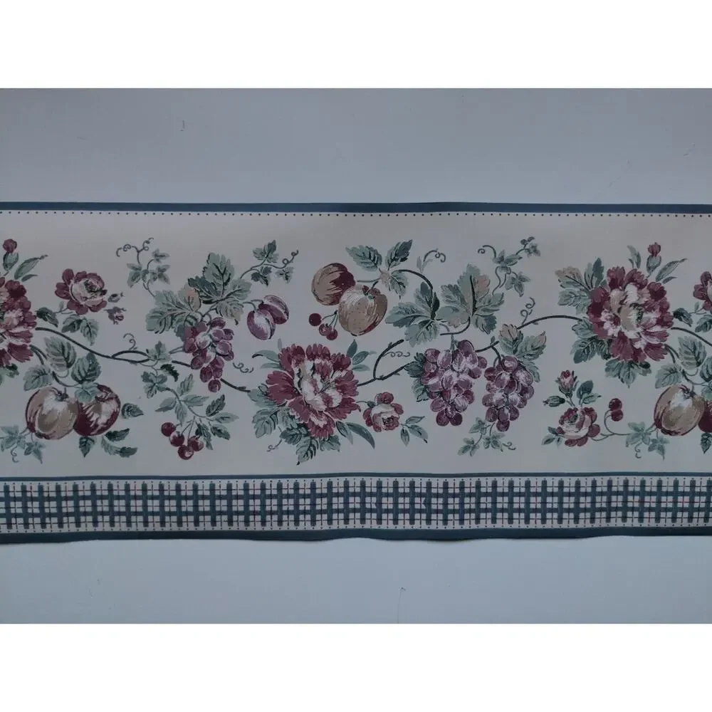 Imperial Wallcovering Pre-pasted Decorative Wall Border - Fruit Flowers - 5 yds